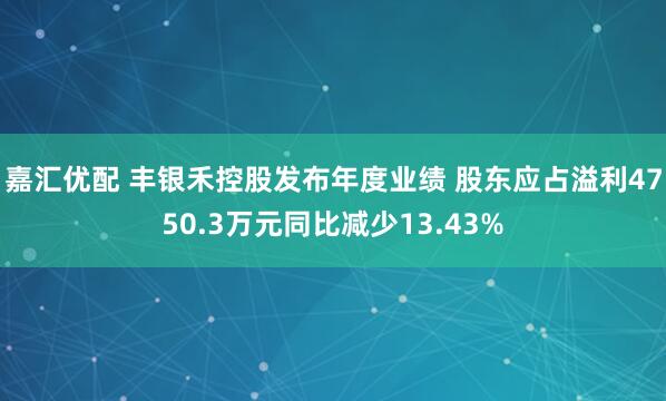 嘉汇优配 丰银禾控股发布年度业绩 股东应占溢利4750.3万元同比减少13.43%